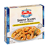 Seapak Shrimp Co.  shrimp scmapi in an authentic blend of real butter, garlic & seasonings Left Picture